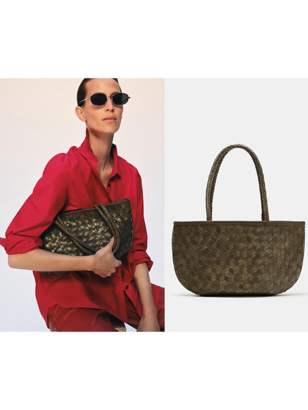 NEW ZARA woven leather bag 6298